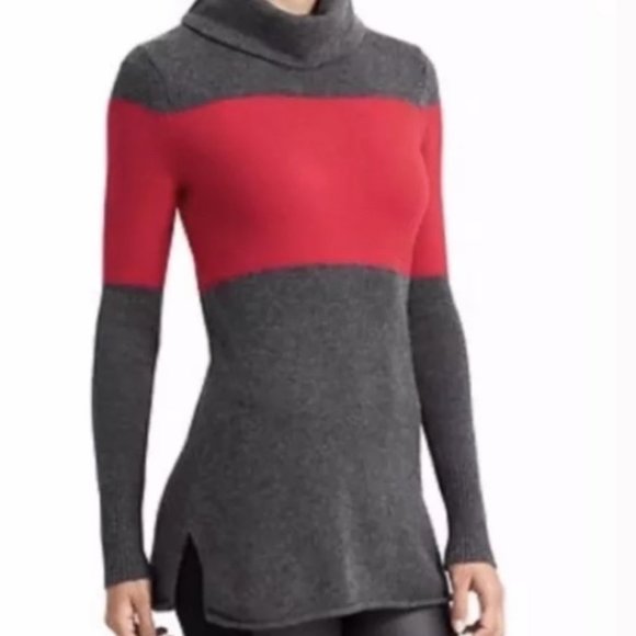 Athleta 100% Cashmere Stripe Turtleneck Sweater - Picture 1 of 7